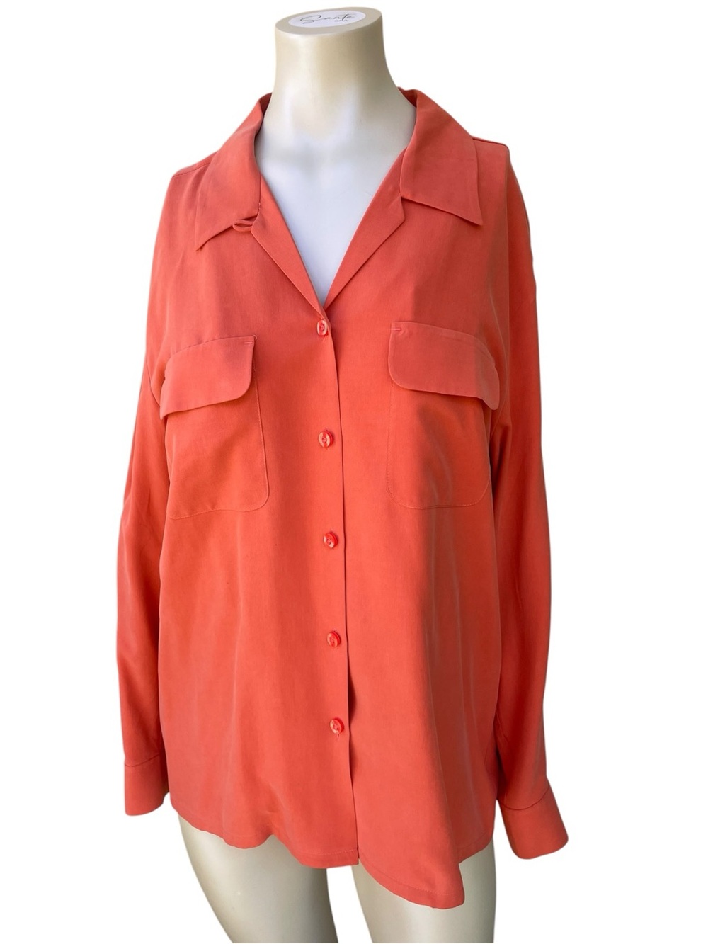 Lady Hathaway Salmon Silk Button-Down Shirt – Size M